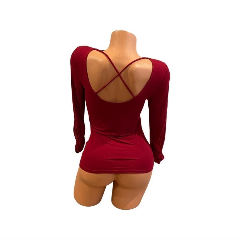 Burgundy 3/4 sleeve with sexy back top